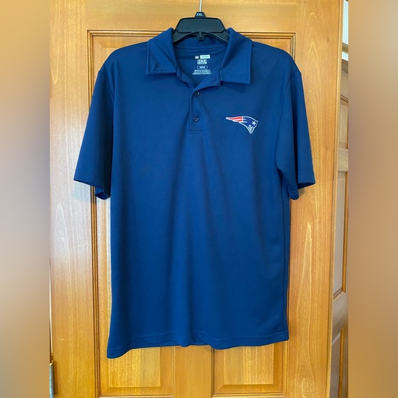 NFL Team Apparel New England Patriots Polo SS Shirt Men's Medium Blue TX3 Cool - Picture 1 of 7
